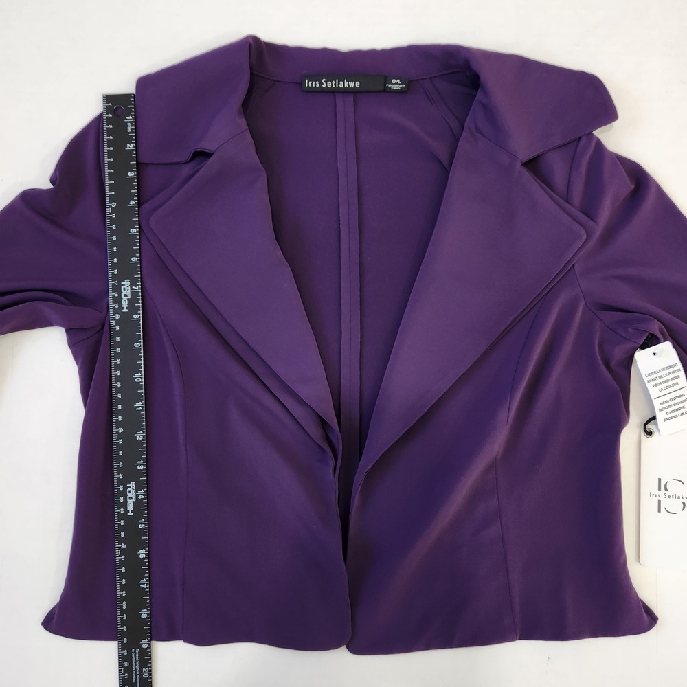 Iris Setlakwe NWT Womens Purple Short Jacket Double Collar L Designer Split Cuff - Picture 8 of 11